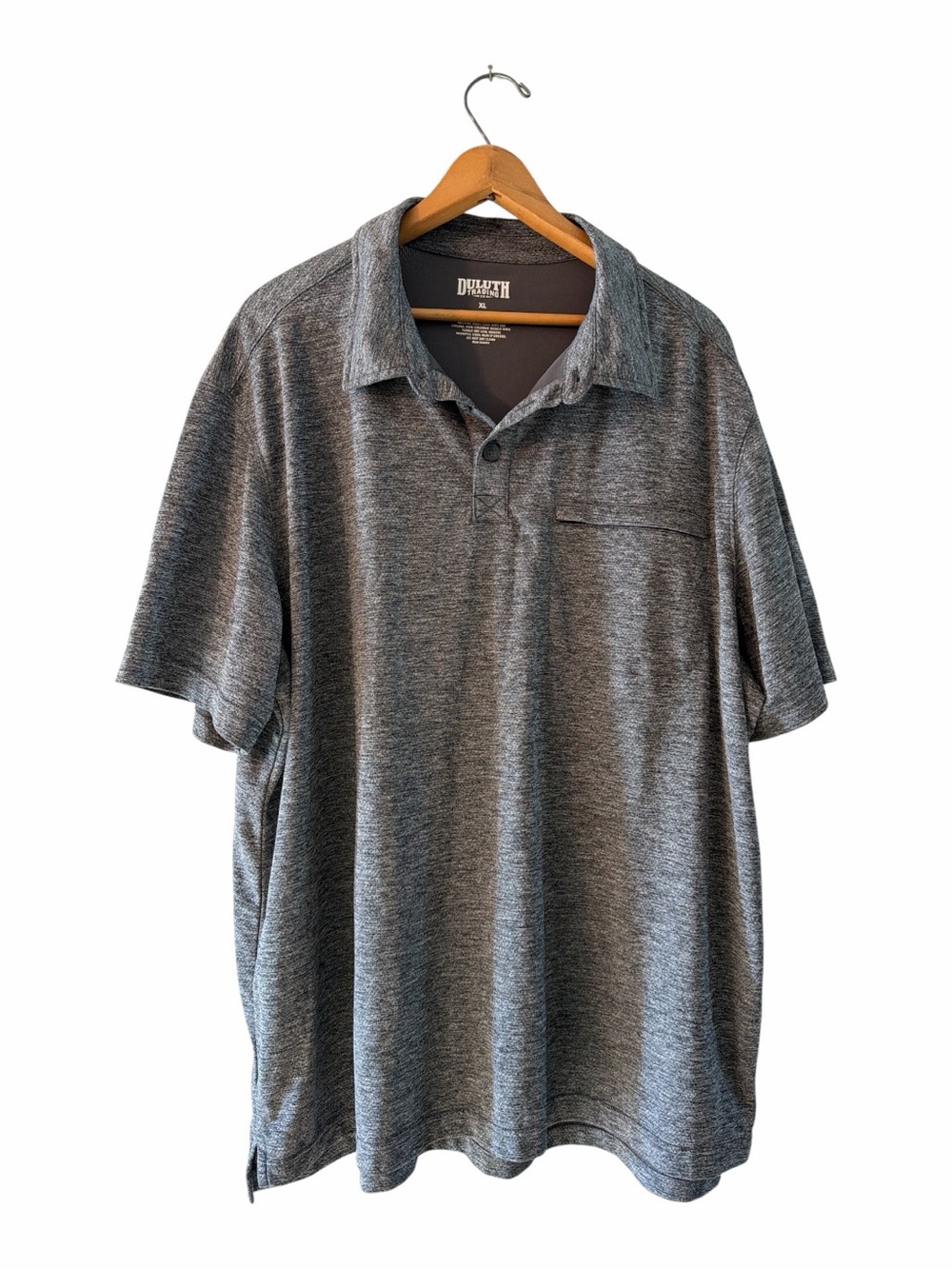 Duluth Trading Co Men’s XL Gray Performance Polo Shirt Stretch Casual Pocket